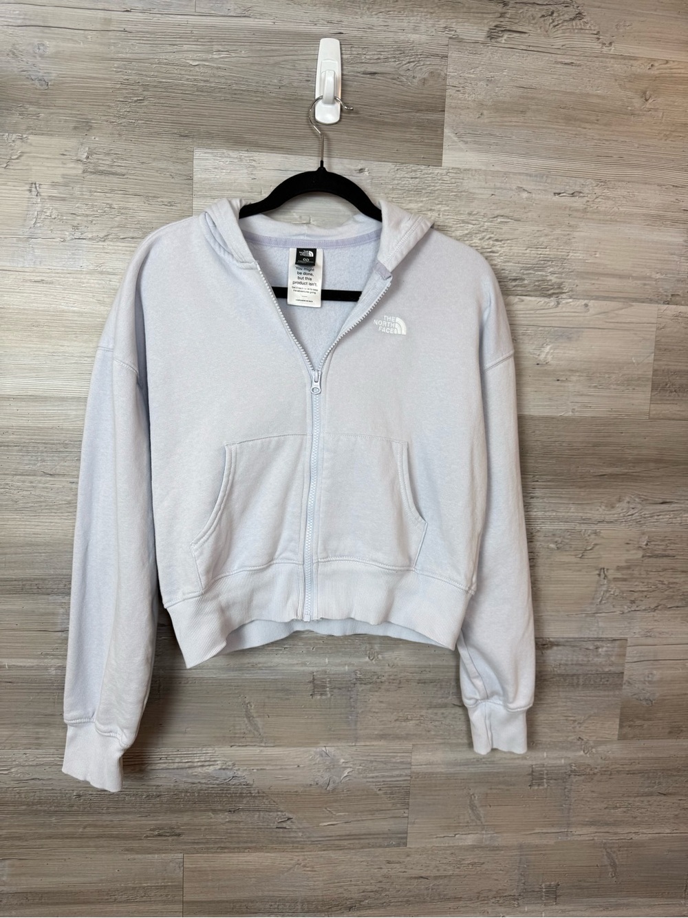 The North Face Evolution Crop Full Zip Hoodie XS Light Blue Fleece Sweatshirt